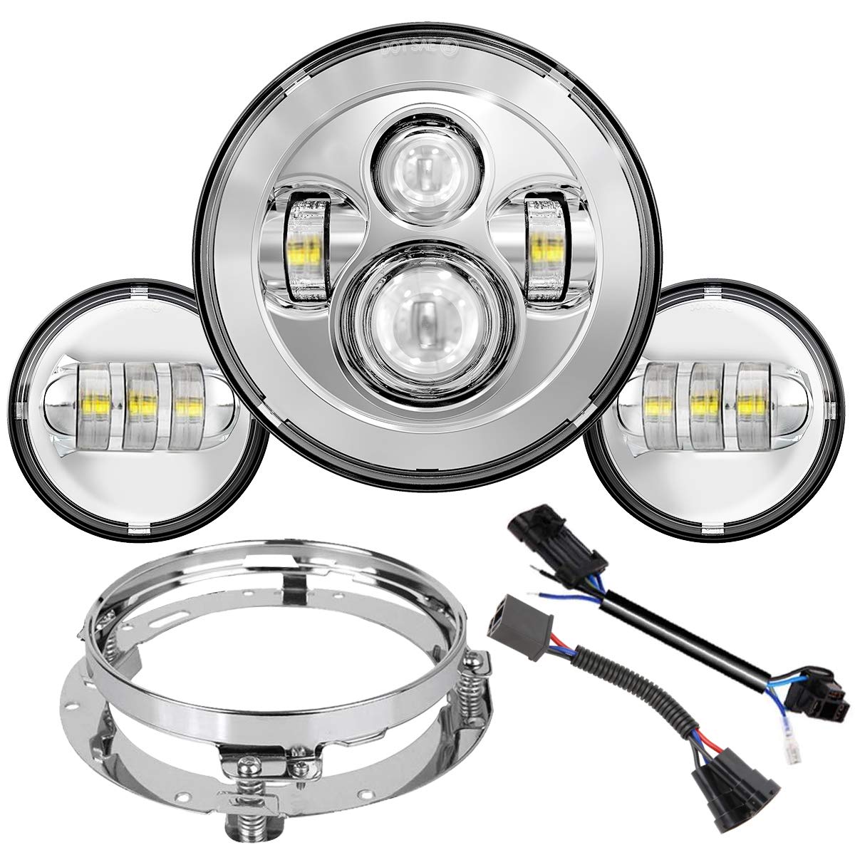 TRUCKMALL 7 Inch LED Headlight, 4.5'' Fog Passing Lights, Anti-Scratch Lens, for Touring Road King Ultra Classic Electra Street